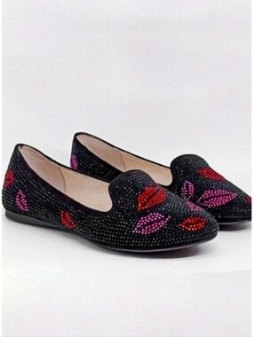 New Women's Poppy Lips Galle Glitter Loafer Flats Size 10 Medium Cork Inserts